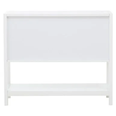 Sherman White Wood & Rattan Two Drawer Side Cabinet