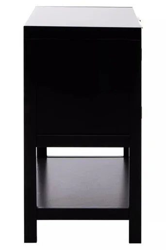 Sherman Black Wood & Rattan Two Door Side Cabinet