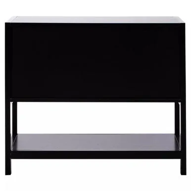 Sherman Black Wood & Rattan Two Door Side Cabinet