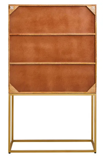Teora Paper Rope Detail Two Door Mango Wood Cabinet