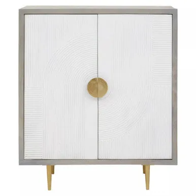 Sareel Two Door Mango Wood Grey Contemporary Cabinet