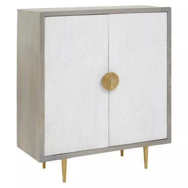 Sareel Two Door Mango Wood Grey Contemporary Cabinet