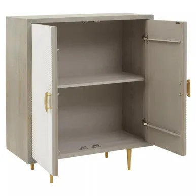 Sareel Two Door Mango Wood Grey Contemporary Cabinet