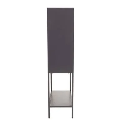 Acier Two Door Grey Metal Cabinet With Glass Doors