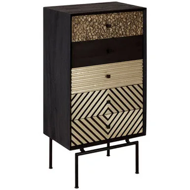 Boho Patterned 5 Drawer Tall Cabinet