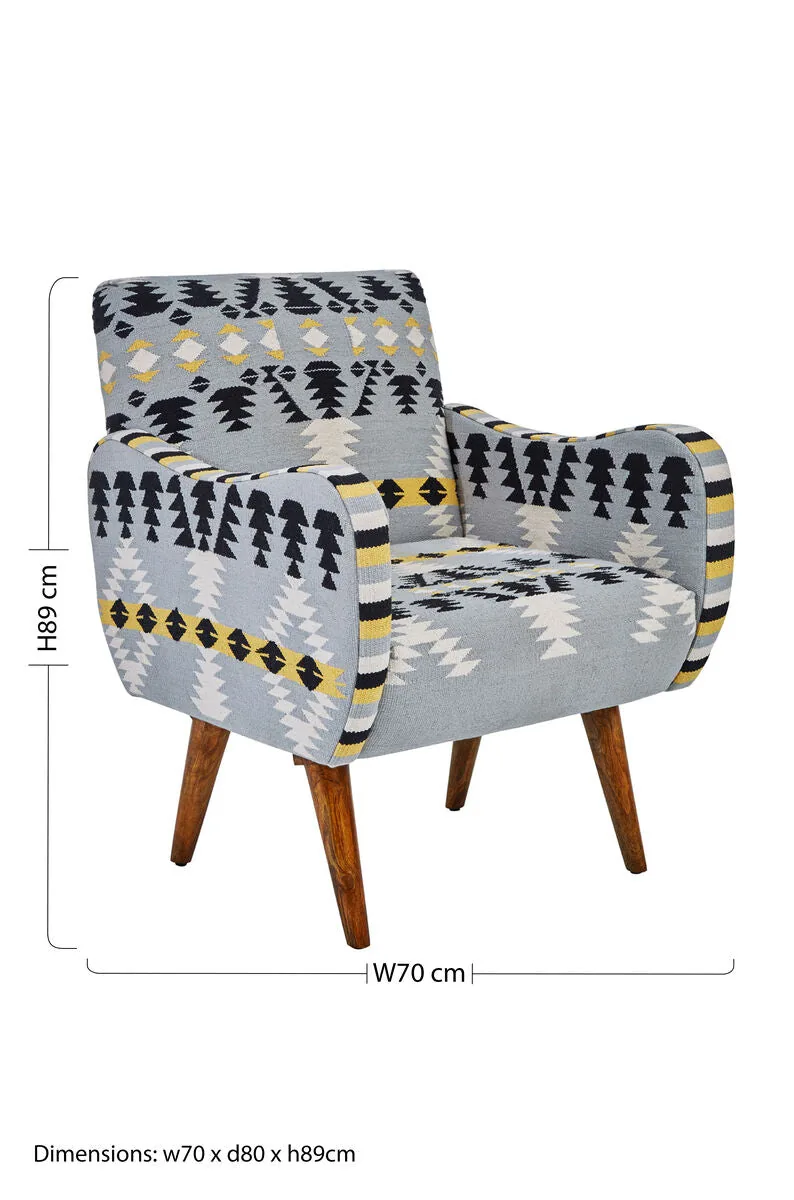 Cefena Kilim Style Rattan White Modern Armchair
