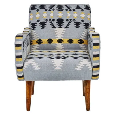 Cefena Kilim Style Rattan White Modern Armchair