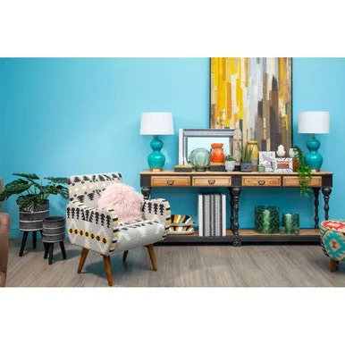 Cefena Kilim Style Rattan White Modern Armchair