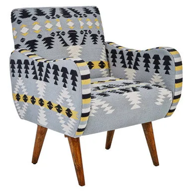 Cefena Kilim Style Rattan White Modern Armchair