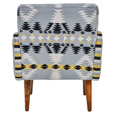 Cefena Kilim Style Rattan White Modern Armchair