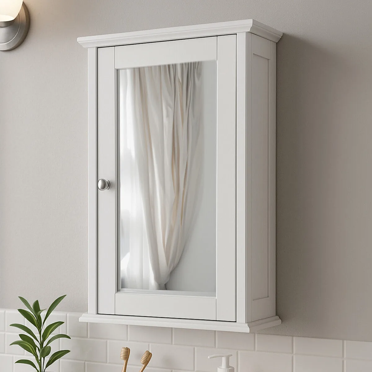 Portland Mirrored Natural Contemporary Cabinet