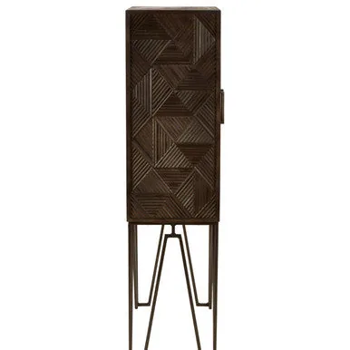 Saira Mango Wood Antique Brass Industrial Cabinet