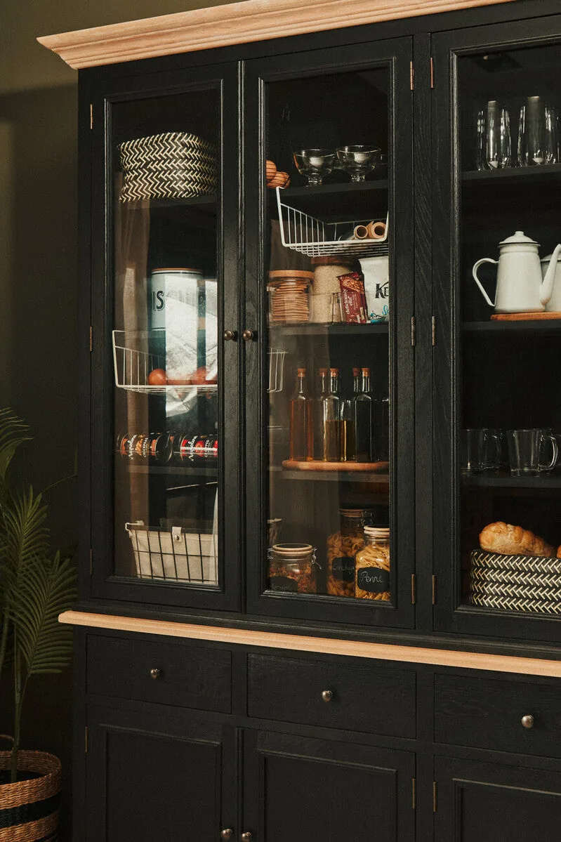 Lyon Black Oak Wood Large Cabinet