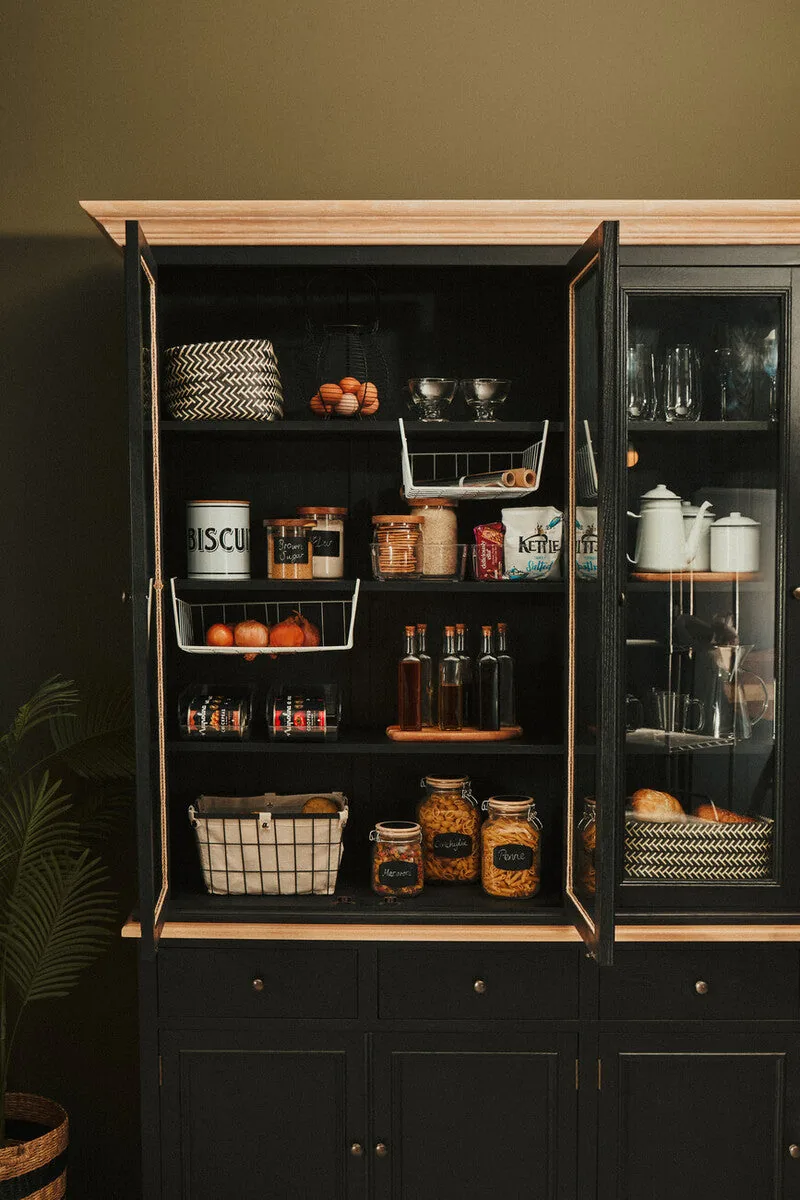Lyon Black Oak Wood Large Cabinet