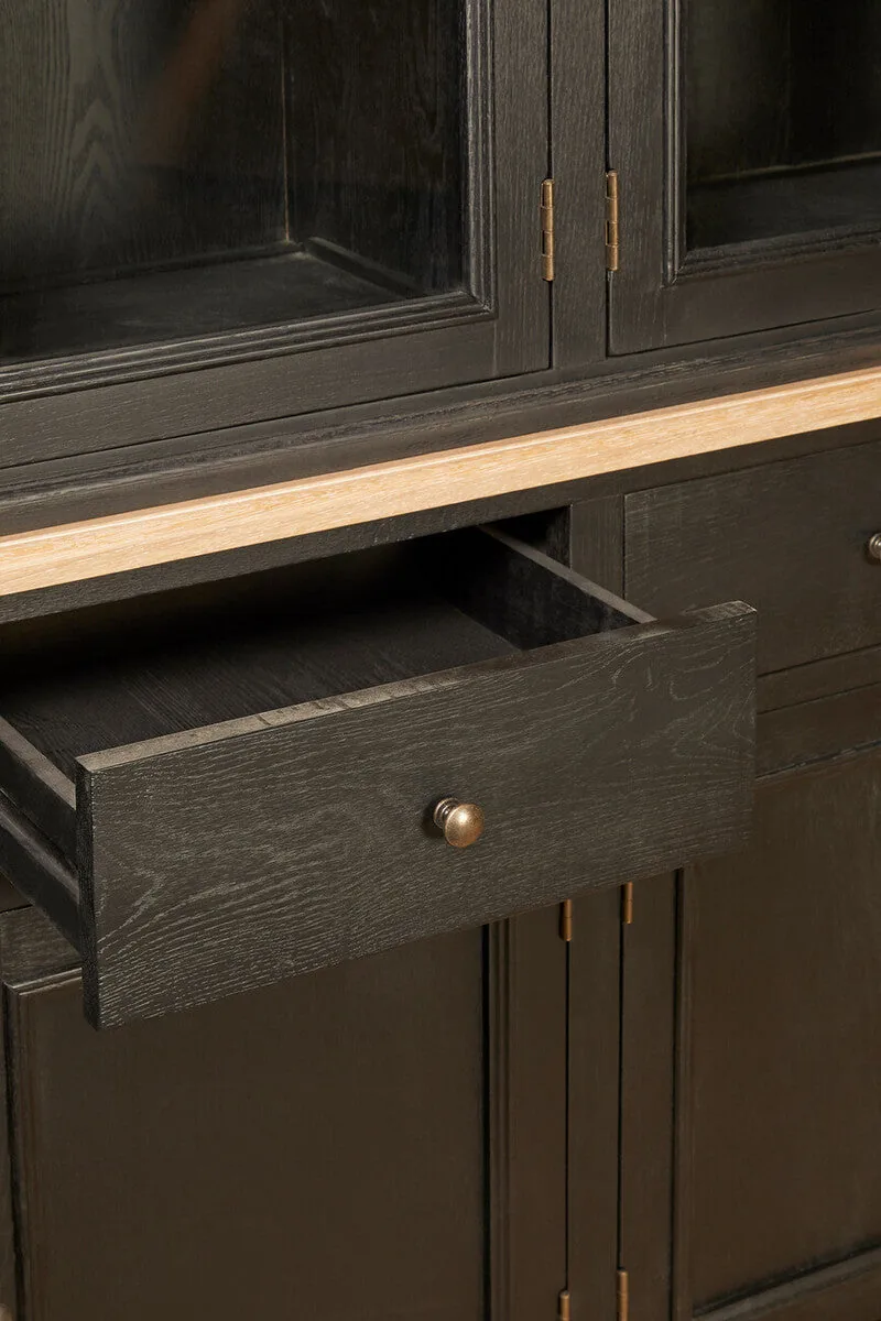 Lyon Black Oak Wood Large Cabinet