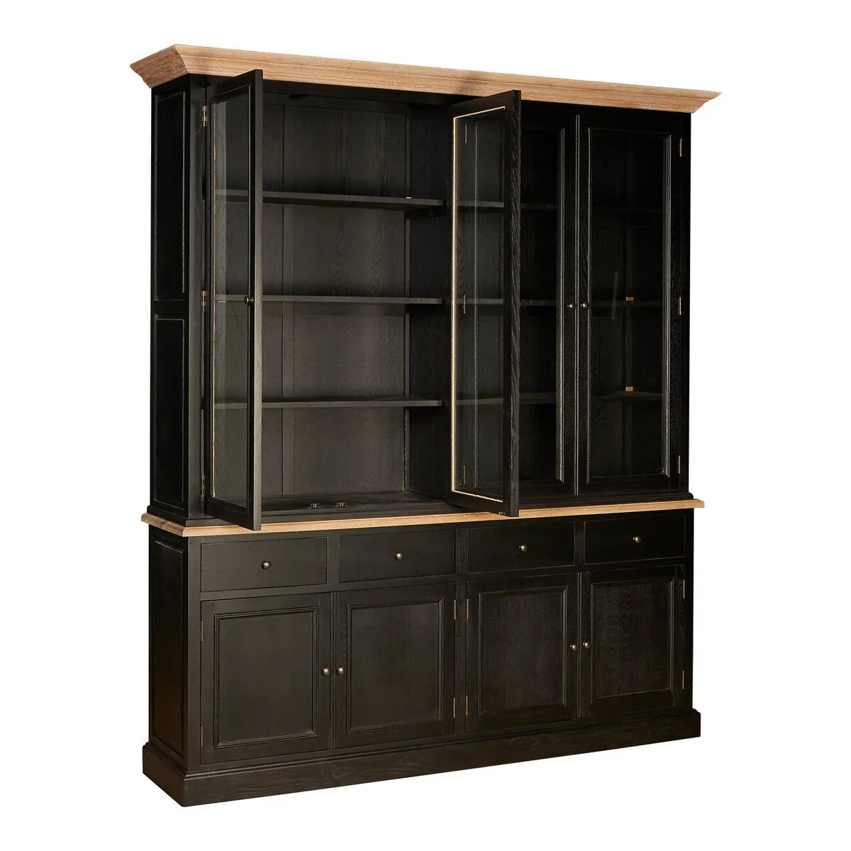 Lyon Black Oak Wood Large Cabinet