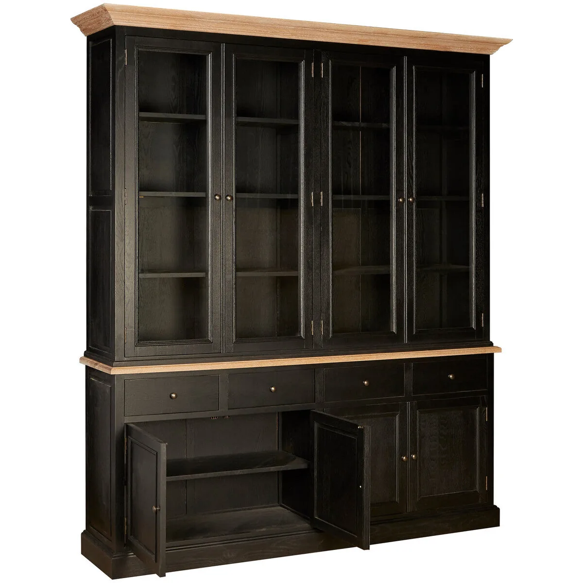 Lyon Black Oak Wood Large Cabinet