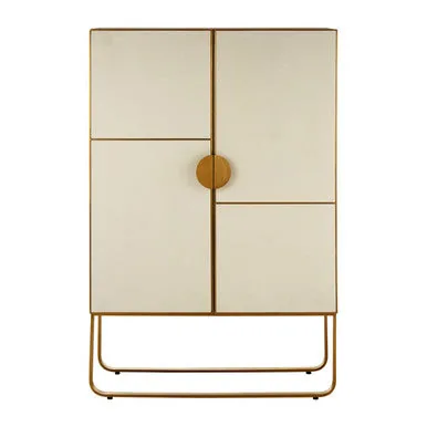Modica Oak Wood & Brushed Gold Cabinet