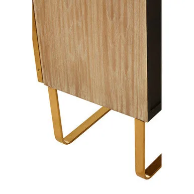 Modica Oak Wood & Brushed Gold Cabinet