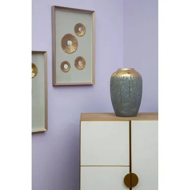 Modica Oak Wood & Brushed Gold Cabinet