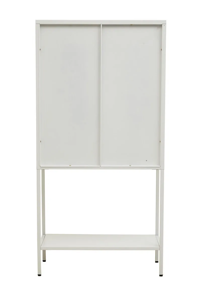 Acier Two Door White Metal Cabinet With Glass Doors