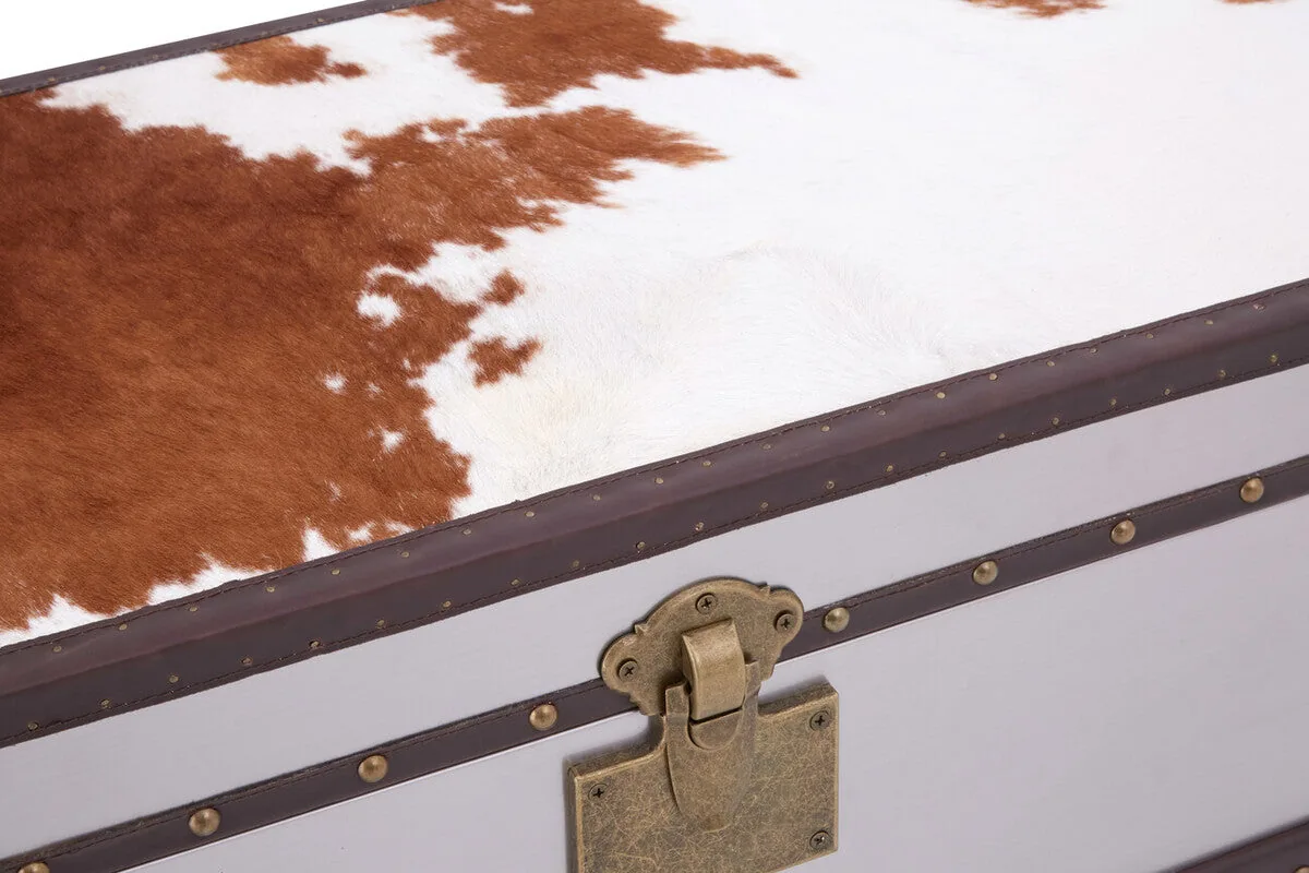 Kensington Townhouse Brown & White Cowhide Cabinet