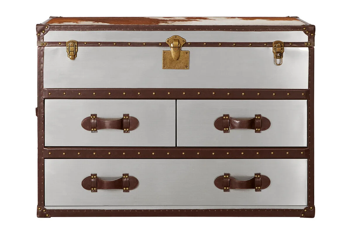 Kensington Townhouse Brown & White Cowhide Cabinet