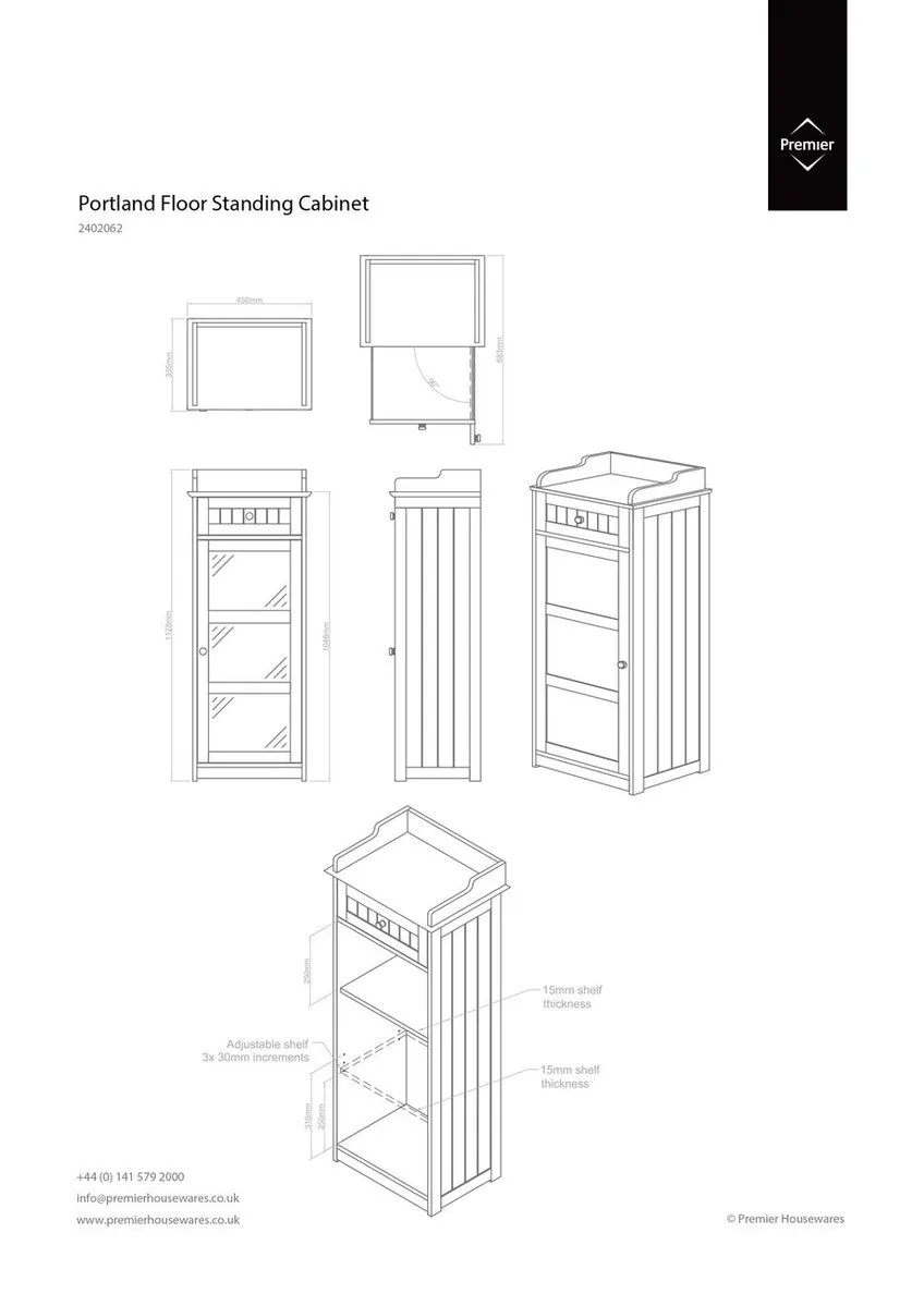 Portland Glass Door Floor Standing Cabinet