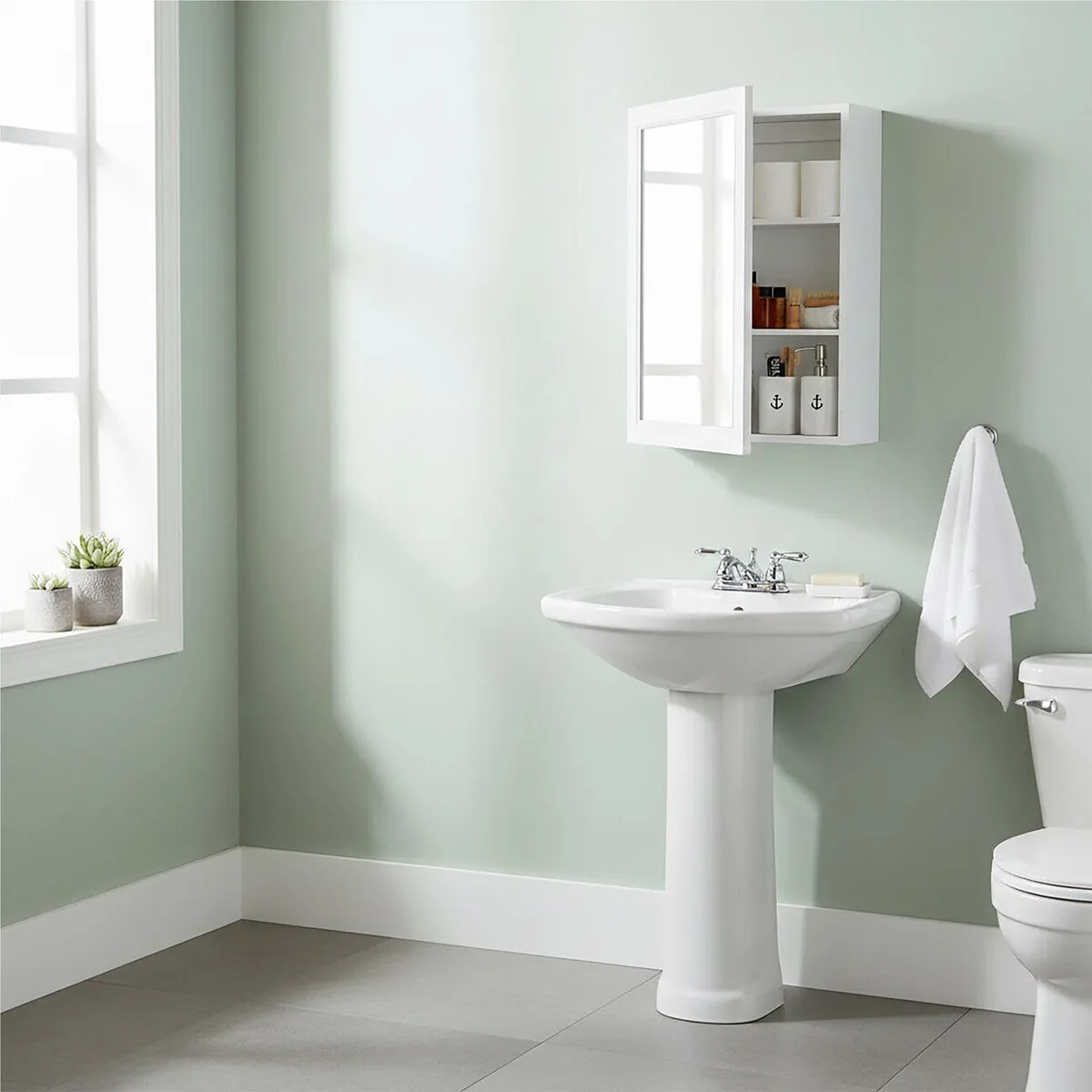 Port Mirrored Wall Cabinet With 2 Inner Shelves