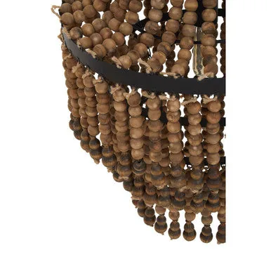 Lapiz Wood Rattan Black Chandelier