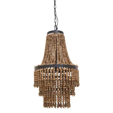 Lapiz Wood Rattan Black Chandelier