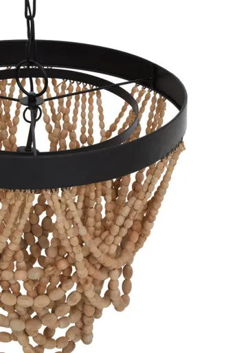 Lapiz Wood Bead Iron White Bohemian Chandelier