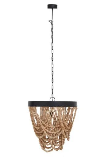 Lapiz Wood Bead Iron White Bohemian Chandelier