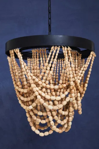 Lapiz Wood Bead Iron White Bohemian Chandelier