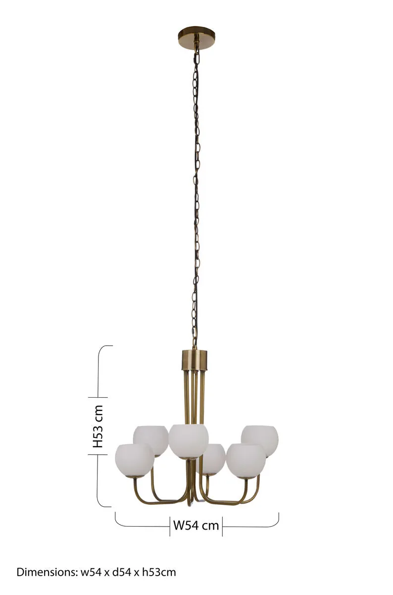 Waylen 6 Arm Glass Silver Contemporary Chandelier