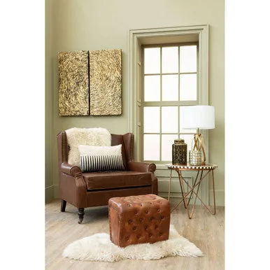 Fulham Brown Leather Wing Armchair
