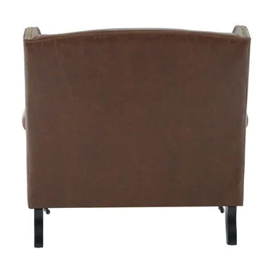 Fulham Brown Leather Wing Armchair