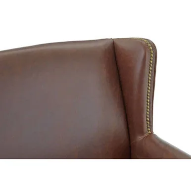Fulham Brown Leather Wing Armchair