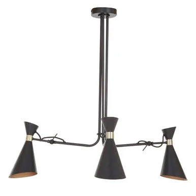 Linox 3 Shade Black & Gold Bent Arm Pendant