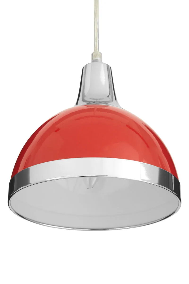 Jasper Red Shade & Chrome Pendant Light