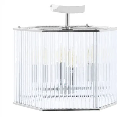 Lerici 4 Light Hexagonal Chrome Pendant Light