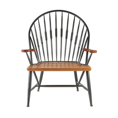 New Foundry Walnut Wood & Metal Armchair