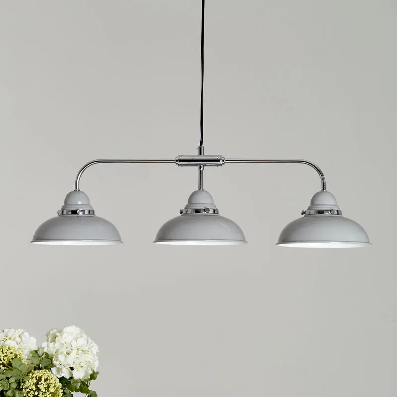 Jasper 3 Shades Light Grey & Chrome Pendant Light
