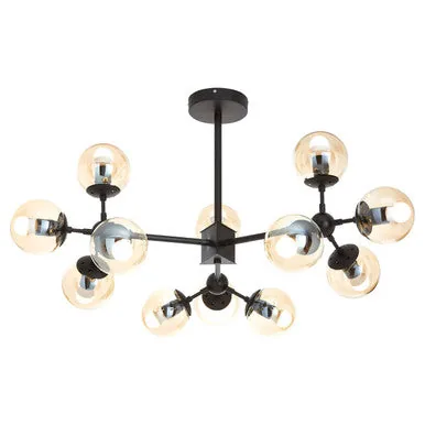 Abira Matte Black 12 Arm Pendant Light