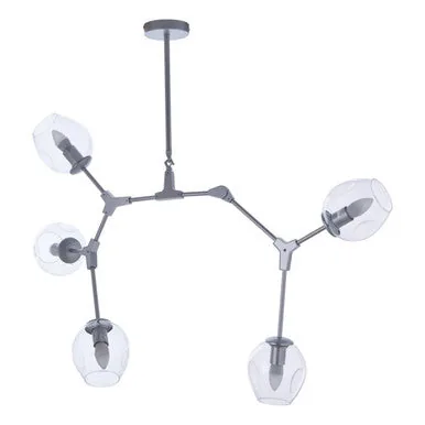Abira 5 Arm Silver Pendant Light