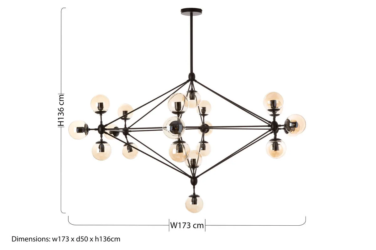 Abira Matte Black 21 Arm Pendant Lamp