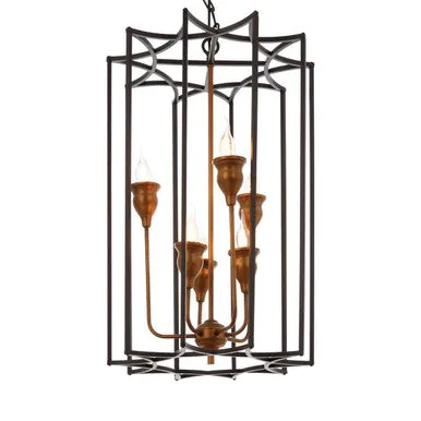 Allas 6 Bulb Iron Matte Black Pendant Light
