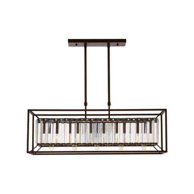 Akiko 5 Bulb Dark Bronze & Glass Ceiling Light