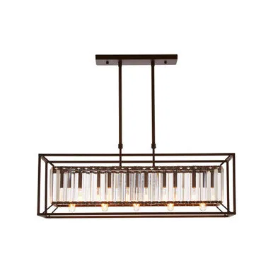 Akiko 5 Bulb Dark Bronze & Glass Ceiling Light