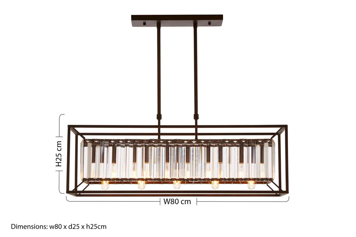 Akiko 5 Bulb Dark Bronze & Glass Ceiling Light